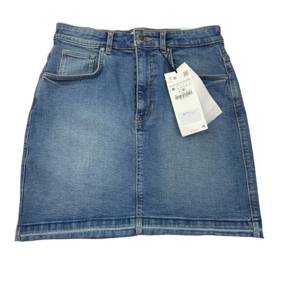 NWT ZARA Hi-Rise Denim Mini Skirt Medium - Picture 1 of 7